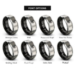 font options for inside engraving on black & gray classic human skull rings