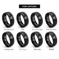 font options for inside engraving on black classic human skull rings