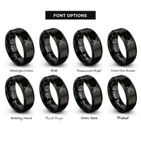 font options for inside engraving on black claves crossed pair rings