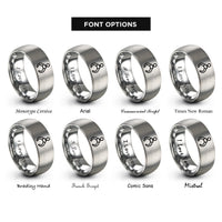 font options for inside engraving on silver claw gripper rings