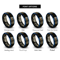 font options for inside engraving on gunmetal & blue claw gripper rings
