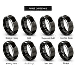 font options for inside engraving on black & gray claw hammer rings