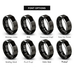 font options for inside engraving on black & silver claw hammer rings