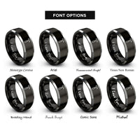 font options for inside engraving on black & silver claw hammer rings