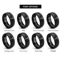font options for inside engraving on black claw hammer rings