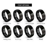 font options for inside engraving on black claw hammer rings