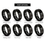 font options for inside engraving on black claw hammer rings