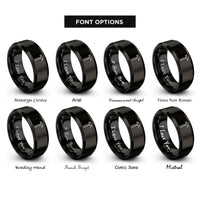 font options for inside engraving on black claw hammer rings