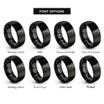font options for inside engraving on black claw hammer rings