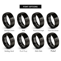 font options for inside engraving on black claw hammer rings