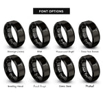 font options for inside engraving on black claw hammer rings