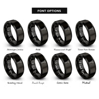 font options for inside engraving on black claw hammer rings