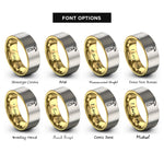 font options for inside engraving on gold & gray claw hammer rings