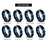 font options for inside engraving on blue & grey claw marks rings