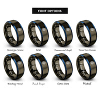 font options for inside engraving on gunmetal & blue claw marks rings