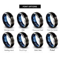 font options for inside engraving on black & blue & grey clay crosshair rings