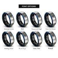 font options for inside engraving on black & blue & grey clean jerk rings