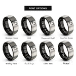 font options for inside engraving on black & grey cleaver rings