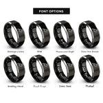 font options for inside engraving on black & gray cleaver rings