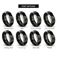 font options for inside engraving on black & gray cleaver rings