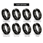 font options for inside engraving on black & grey cleaver rings
