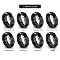 font options for inside engraving on black & grey cleaver rings