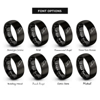 font options for inside engraving on black cleaver rings