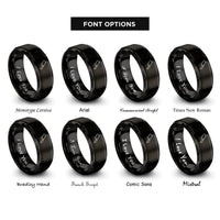font options for inside engraving on black cleaver rings