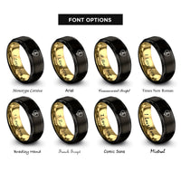 font options for inside engraving on black & gold clef treble rings