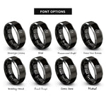font options for inside engraving on black & gray climber cable rings