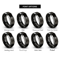 font options for inside engraving on black & gray climber cable rings