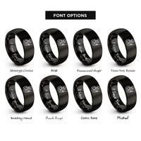 font options for inside engraving on black climber cable rings