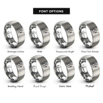 font options for inside engraving on silver climber cable rings