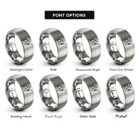 font options for inside engraving on silver climber cable rings