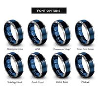 font options for inside engraving on blue & grey climber rope rings