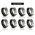 font options for inside engraving on black & gray climbing crag rings