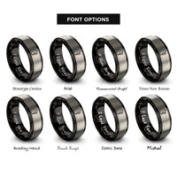 font options for inside engraving on black & gray climbing crag rings