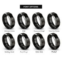 font options for inside engraving on black & grey climbing crag rings