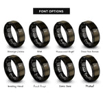 font options for inside engraving on gunmetal & black climbing crag rings