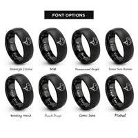 font options for inside engraving on black climbing helmet rings
