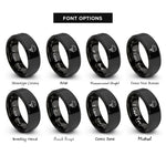 font options for inside engraving on black climbing helmet rings
