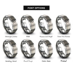 font options for inside engraving on silver climbing helmet rings