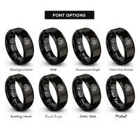 font options for inside engraving on black clinking beer mugs rings