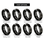 font options for inside engraving on black & silver clipboard code rings