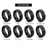 font options for inside engraving on black clipboard code rings
