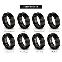 font options for inside engraving on black clipboard code rings