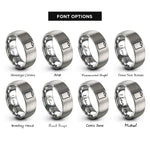 font options for inside engraving on silver clipboard rings