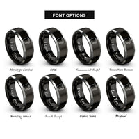 font options for inside engraving on black & grey clipboard pen rings