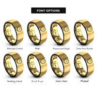 font options for inside engraving on black & gold clock at midnight rings