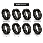 font options for inside engraving on black clock icon heart rings